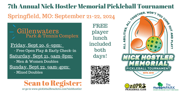7th Annual Nick Hostler Memorial Pickleball Tournament logo