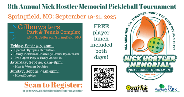 8th Annual Nick Hostler Memorial Pickleball Tournament logo