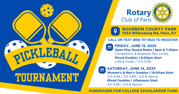 ROTARY CLUB of PARIS PICKLEBALL FUNDRAISER logo