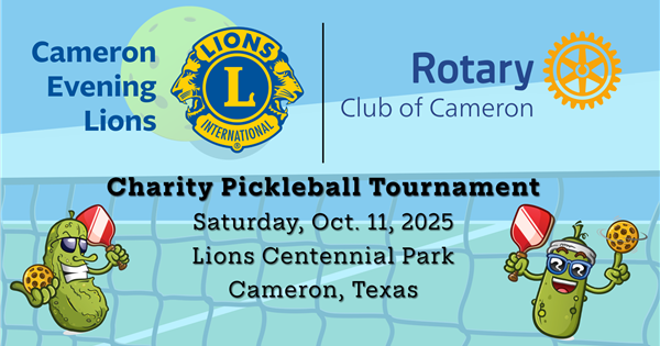 Deadline Extended! Cameron, TX Charity Tournament NO DUPR logo