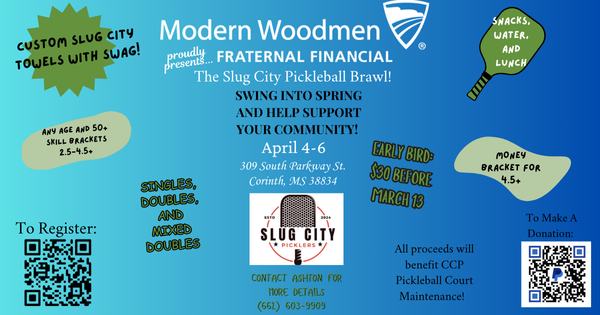 Modern Woodmen Proudly Presents The Slug City Pickleball Brawl! logo