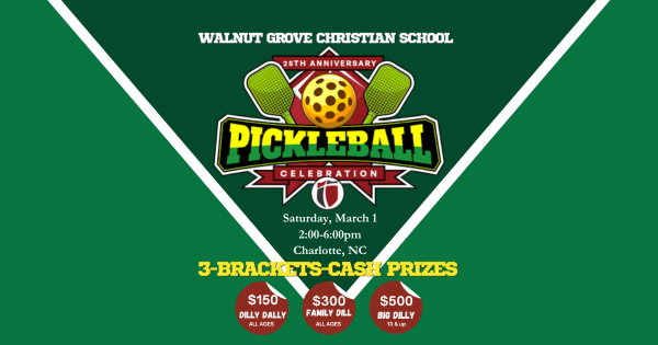 Walnut Grove Christian School Pickleball Tournament logo