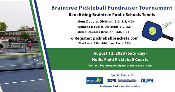 Braintree Pickleball Fundraiser Tournament logo