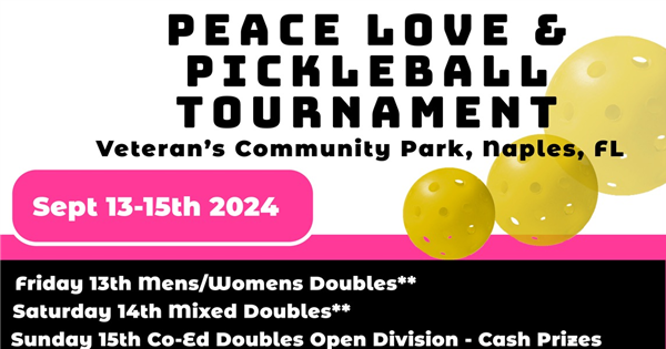 CANCELLED- PEACE, LOVE, AND PICKLEBALL TOURNAMENT logo