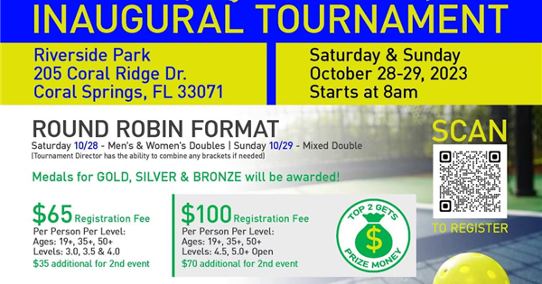 CORAL SPRINGS PICKLEBALL GROUP INAUGURAL TOURNAMENT logo