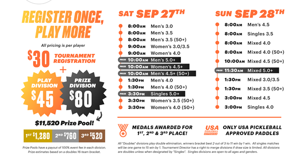 Sept 27th - 28th Paddle Tap Pickleball Tournament Register: www.PaddleTapPickleball.com logo