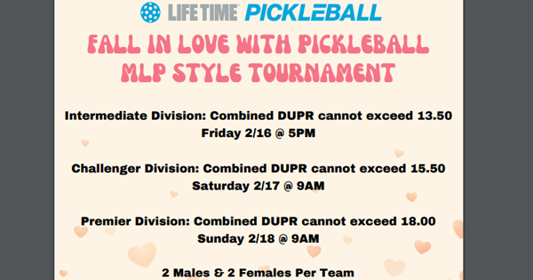 Fall in Love with Pickleball MLP Tournament logo