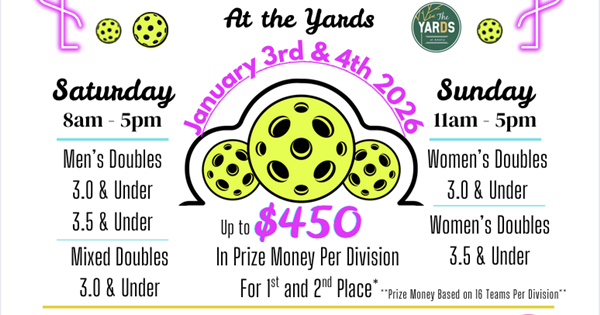 New Year's Pickleball Tournament at The Yards logo