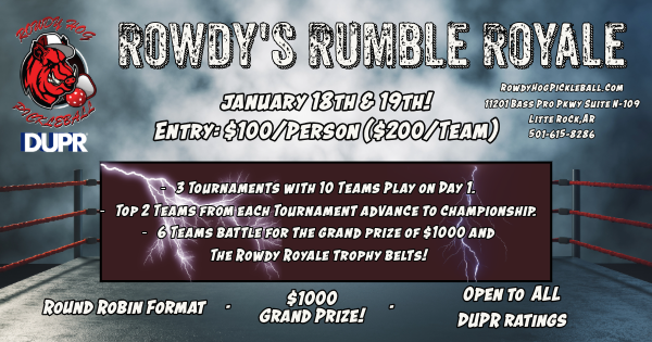Rowdy's Rumble Royale- Sign up on Court Reserve logo