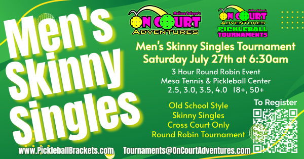 On Court Adventures 1 Day Men's Skinny Singles Tournament at Gene Autry logo