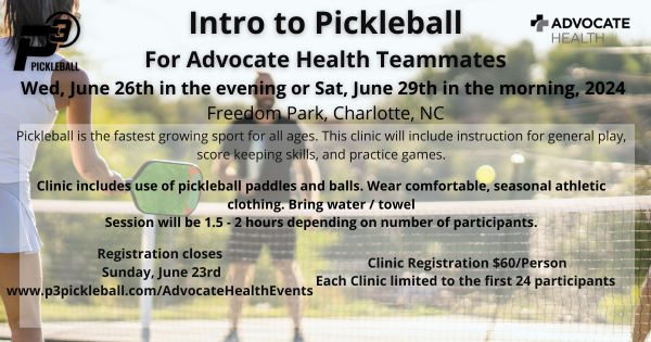 June 26th - Intro to Pickleball for Advocate Health Teammates logo