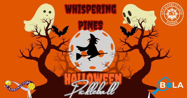 Whispering Pines Halloween Pickleball logo