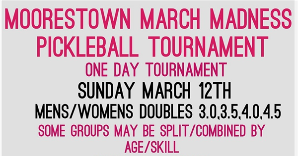 Moorestown March Madness Pickleball Tournament logo