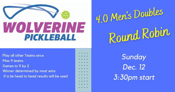 Wolverine Pickleball 4.0 Men's Doubles Round Robin logo